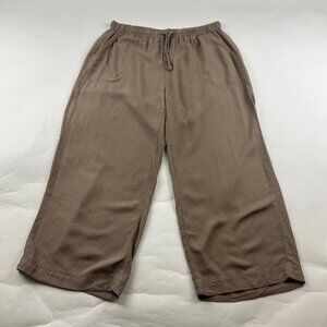 Splendid Warm Taupe Linen Blend Wide Leg Cropped Pant M